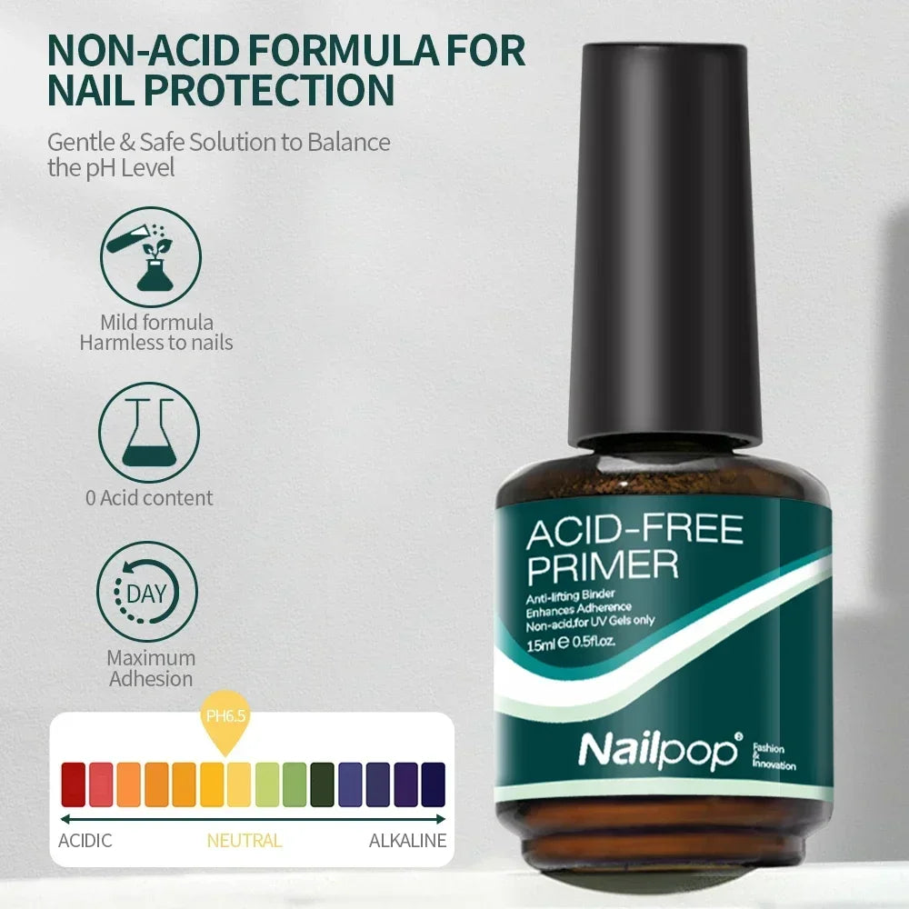 Nail Dehydrator and Primer Acid Free Natural Nail Prep Dehydrate Bond Primer Bonding Polish Soft Nails Tips Gel Nail Supplies