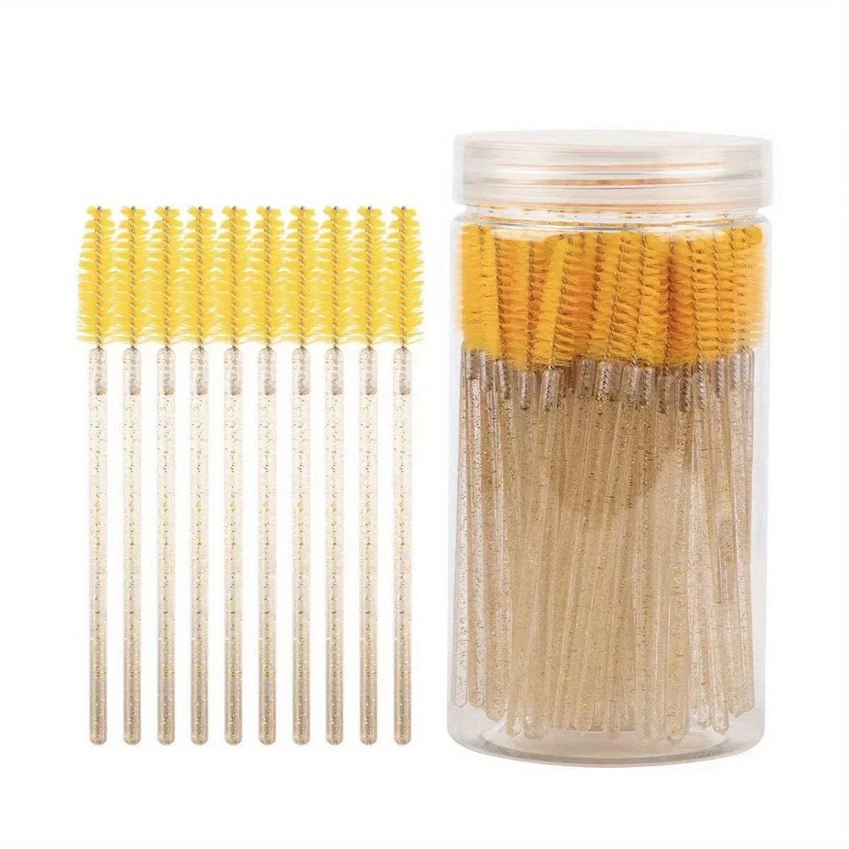 50Pcs Disposable Eyelash Extension Brushes Eyebrow Eye Lash Brush Spoolies Mascara Wands With Container Case Beauty Makeup Tools