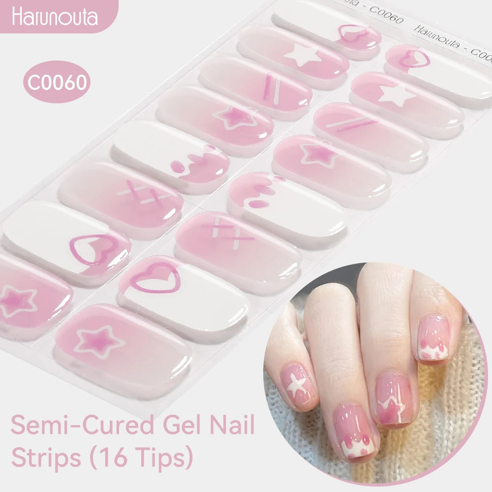 Gradient Auroras Semi Cured Gel Nail Strips Sparkly Shinning DIY Gel Polish Stickers for Nails Works with UV/LED Nail Lamps