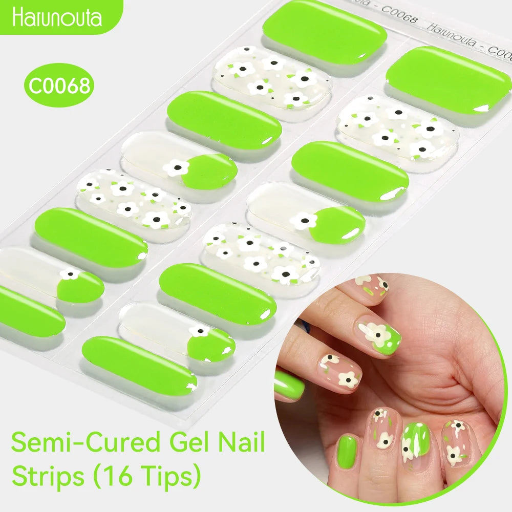 Gradient Auroras Semi Cured Gel Nail Strips Sparkly Shinning DIY Gel Polish Stickers for Nails Works with UV/LED Nail Lamps