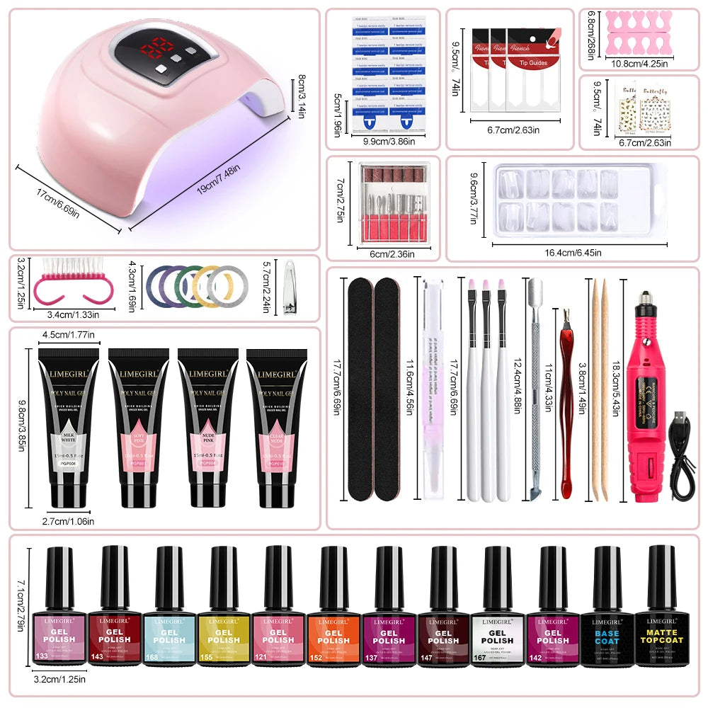Limegirl Nail Gel Polish Kit With USB UV Lamp Semi-Permanent 8ml Soak Off Base&Top Coat Varnish Manicure Set for Nails Salon Kit
