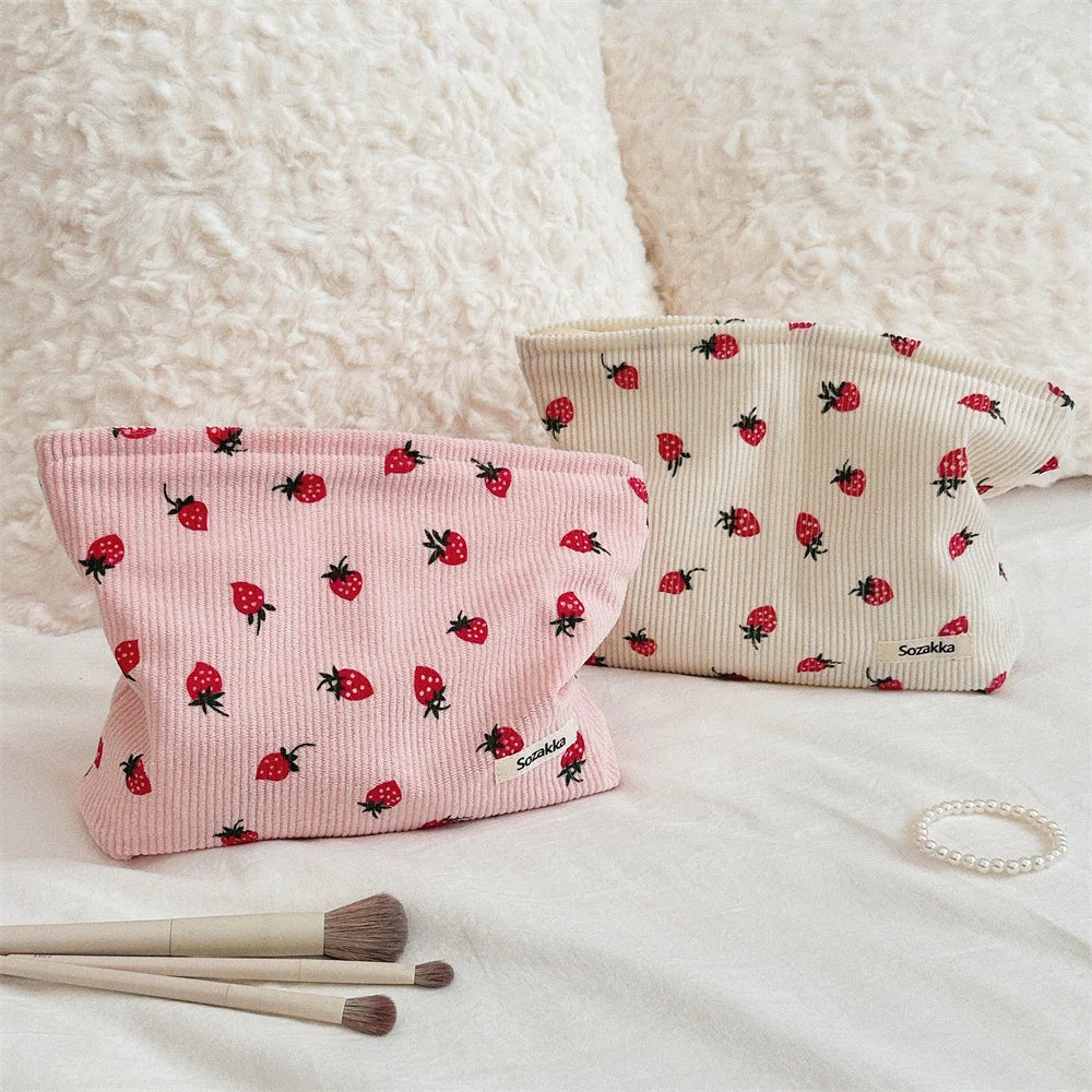 Makeup bag NEW SIMPLE corduroy SMALL PUT IN BAG WASH BAG LARGE capacity women 's skincare storage bag A-DH