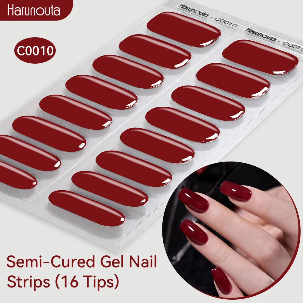 Gradient Auroras Semi Cured Gel Nail Strips Sparkly Shinning DIY Gel Polish Stickers for Nails Works with UV/LED Nail Lamps
