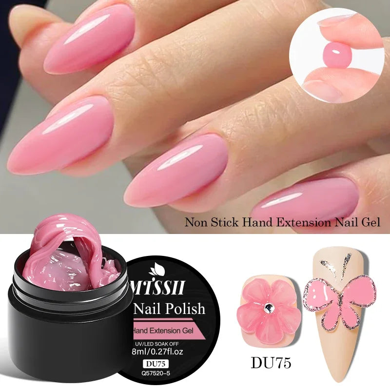 Clear Non-Stick Hand Extension Gel Nail Polish 3D Shaping/Sculpting/Carving UV/LED Gel Milky Jelly Hard Gel Manicure DIY Nails