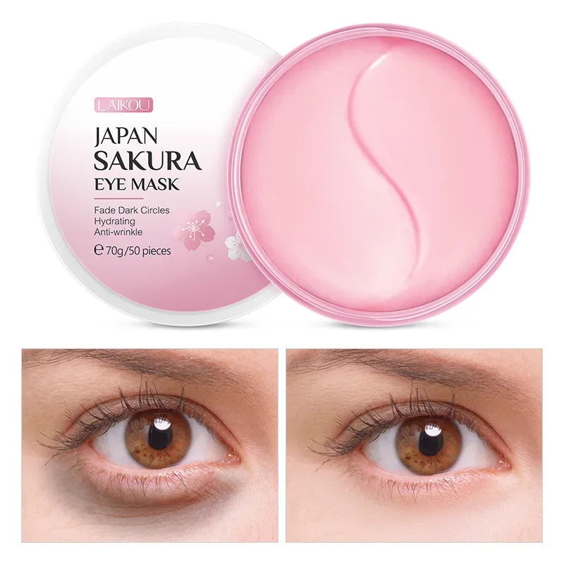 LAIKOU Japan Sakura or Snail Eye Mask Fade Dark Circles Hydrating Moisturizing Care Eyes Mask Face Care Product