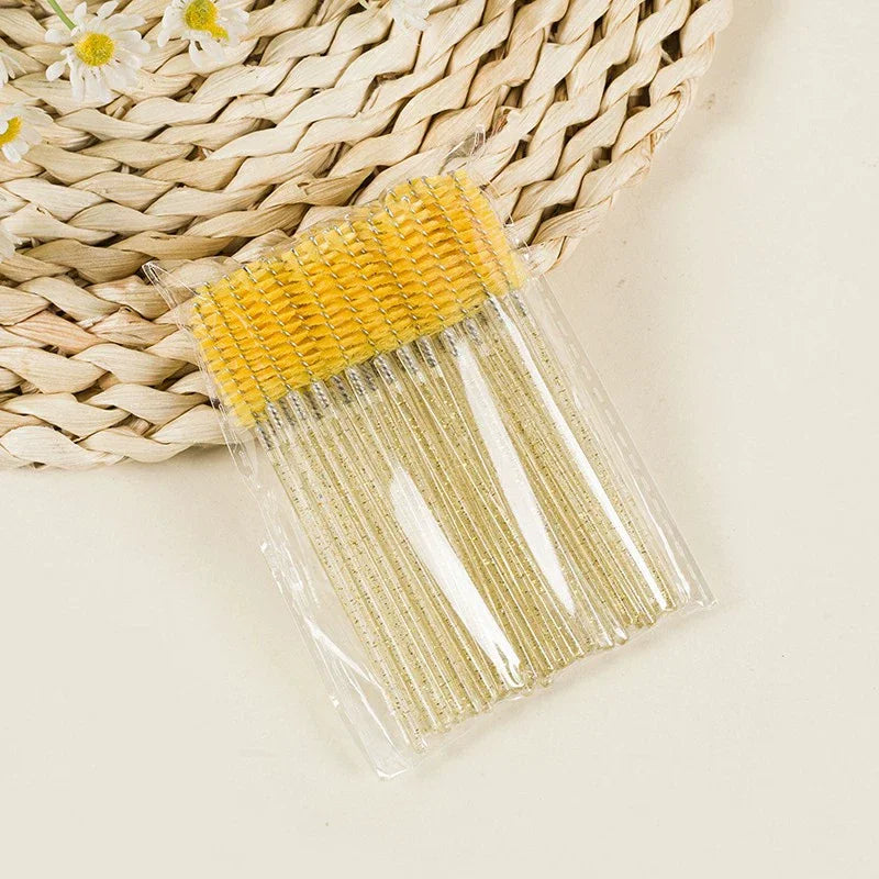 50Pcs Disposable Eyelash Extension Brushes Eyebrow Eye Lash Brush Spoolies Mascara Wands With Container Case Beauty Makeup Tools