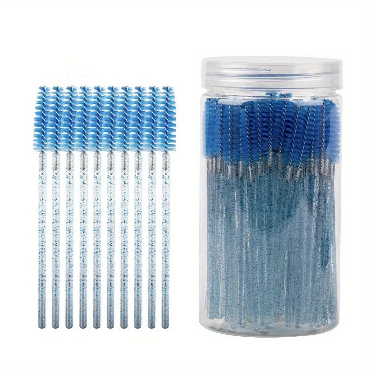 50Pcs Disposable Eyelash Extension Brushes Eyebrow Eye Lash Brush Spoolies Mascara Wands With Container Case Beauty Makeup Tools