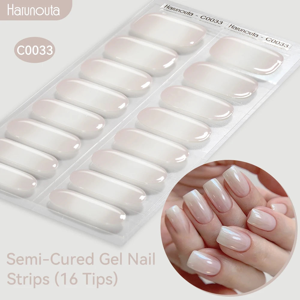 Gradient Auroras Semi Cured Gel Nail Strips Sparkly Shinning DIY Gel Polish Stickers for Nails Works with UV/LED Nail Lamps