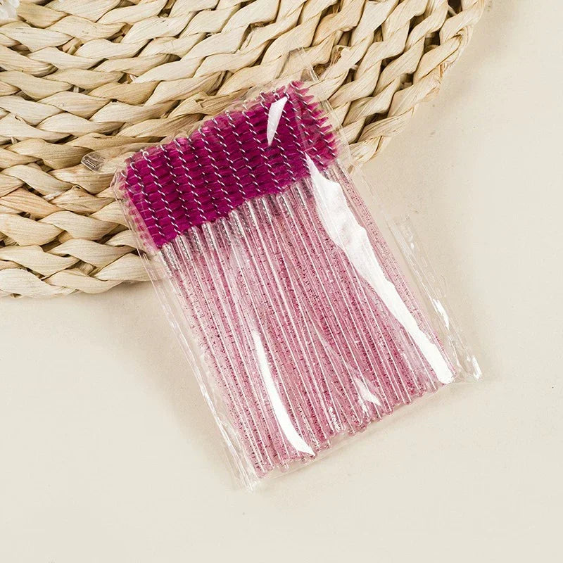 50Pcs Disposable Eyelash Extension Brushes Eyebrow Eye Lash Brush Spoolies Mascara Wands With Container Case Beauty Makeup Tools