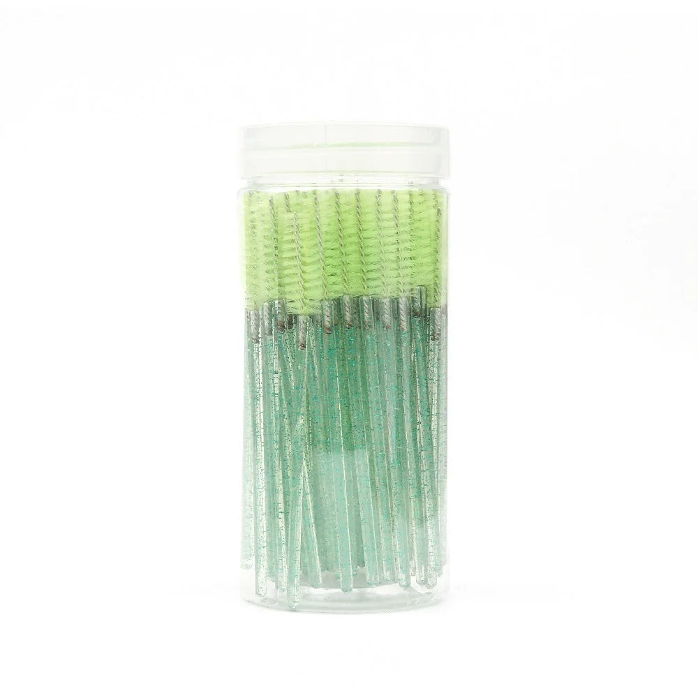 50Pcs Disposable Eyelash Extension Brushes Eyebrow Eye Lash Brush Spoolies Mascara Wands With Container Case Beauty Makeup Tools