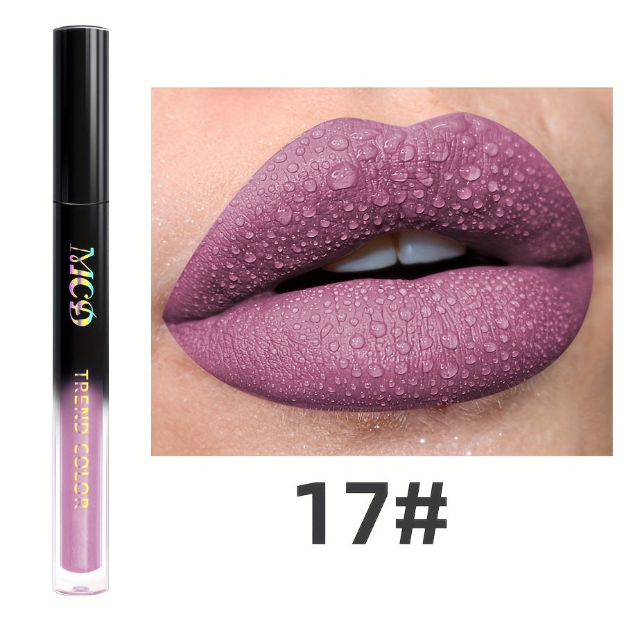 Long-Lasting Matte Lip Glaze - Non-Stick, High Pigment Lip Mud in Black, Green, Blue, White, Pink, Rose, Brown, Purple Shades for All Skin Types, Highlighter, Lip Oil, Glossy