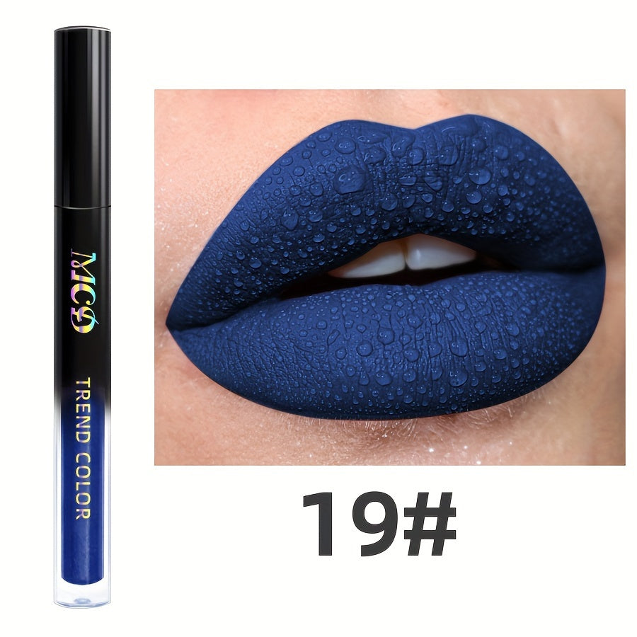 Long-Lasting Matte Lip Glaze - Non-Stick, High Pigment Lip Mud in Black, Green, Blue, White, Pink, Rose, Brown, Purple Shades for All Skin Types, Highlighter, Lip Oil, Glossy