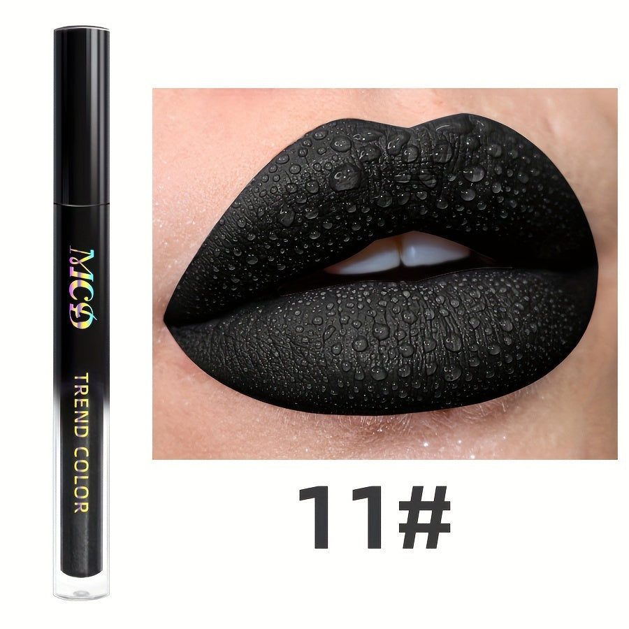 Long-Lasting Matte Lip Glaze - Non-Stick, High Pigment Lip Mud in Black, Green, Blue, White, Pink, Rose, Brown, Purple Shades for All Skin Types, Highlighter, Lip Oil, Glossy