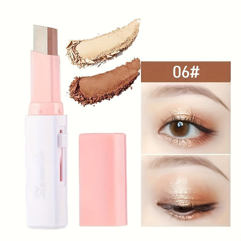 2-color Pearly Glitter Eyeshadow Stick, Waterproof, Sweat-proof, Smudge Proof, Long-lasting, Colorfast Eyeshadow Stick, Essential Cosmetics For Going Out, Perfect Gift For Music Festival, Plant Squalane