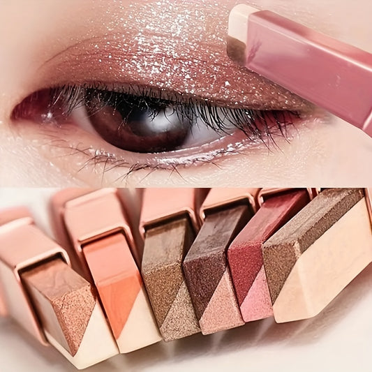 2-color Pearly Glitter Eyeshadow Stick, Waterproof, Sweat-proof, Smudge Proof, Long-lasting, Colorfast Eyeshadow Stick, Essential Cosmetics For Going Out, Perfect Gift For Music Festival, Plant Squalane