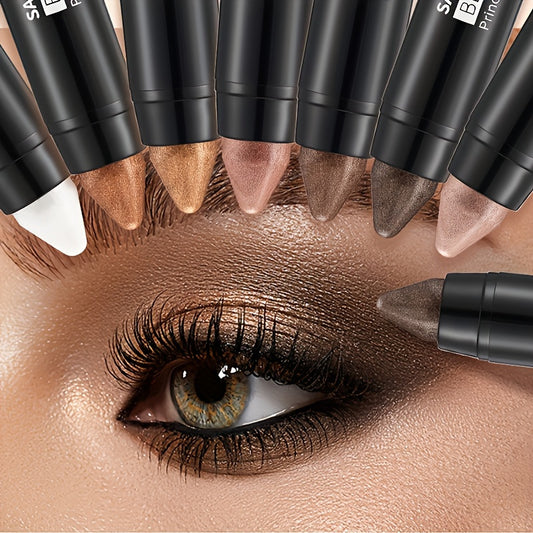 7-color waterproof eye shadow stick, pearlescent matte treatment, to create a natural and lasting eye makeup lasting flash eye shadow stick, easy to create daily makeup.Ladies' Gift.