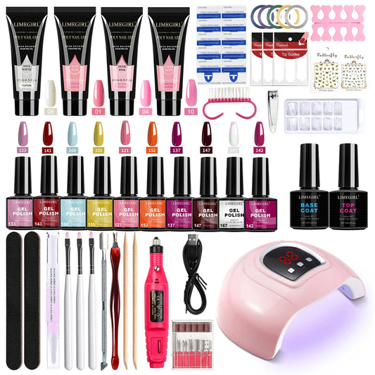 Limegirl Nail Gel Polish Kit With USB UV Lamp Semi-Permanent 8ml Soak Off Base&Top Coat Varnish Manicure Set for Nails Salon Kit