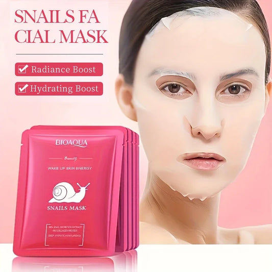 5/10 PCS Korean Snail Mucin Sheet Mask Hydrating Repair Brightening Anti-Aging Wrinkle Moisturizing Gel Face Mask for All Skin
