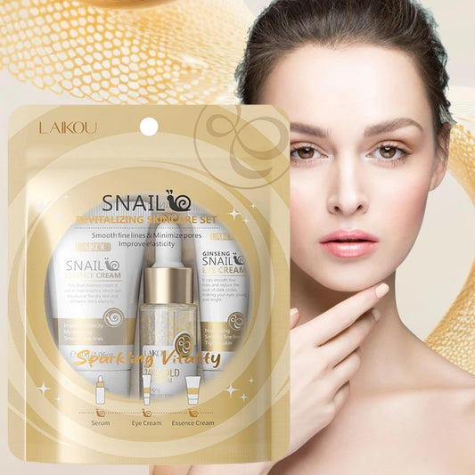 LAIKOU Snail Anti-aging Skin Care Sets 3pcs/set Cleanser Cream Face Cream Moisturizing Facial Set Skincare  Face Care Kits