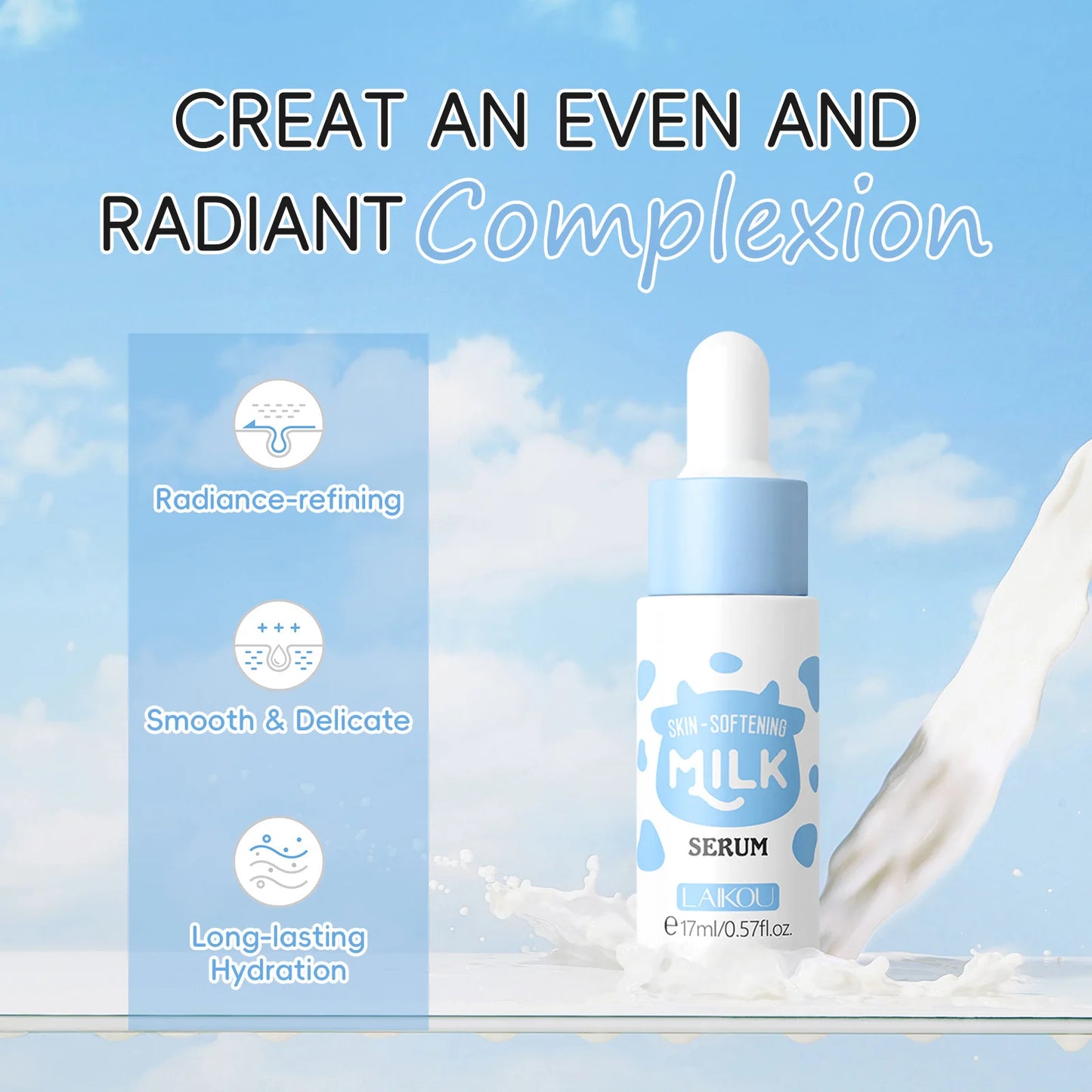 LAIKOU Milk Facial Serum for Face Skincare Moisturizing Firming Hydrating Facial Essence Beauty Face Skin Care Products